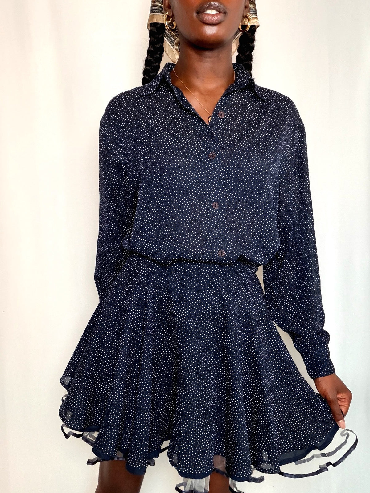 Ensemble marine à pois vintage