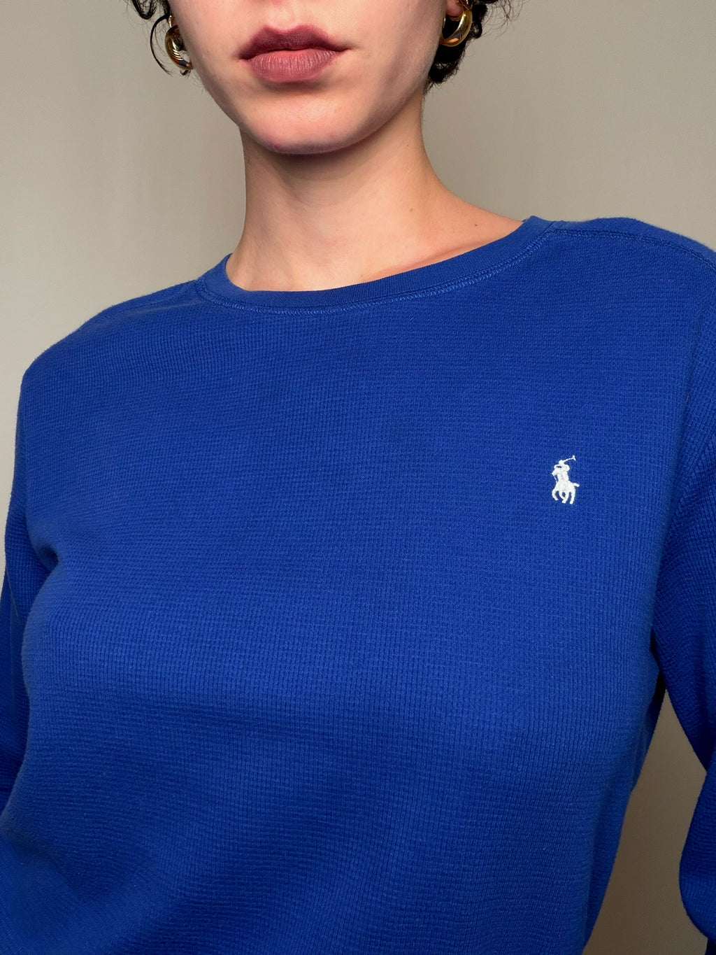 Tshirt nid d'abeille bleu roi Ralph Lauren M vintage