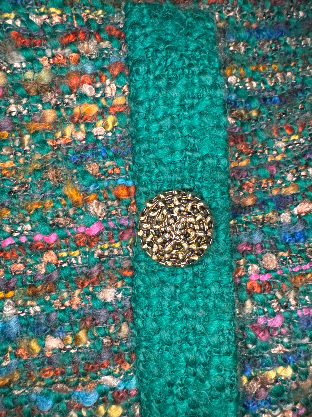 vintage green tweed round neck blazer