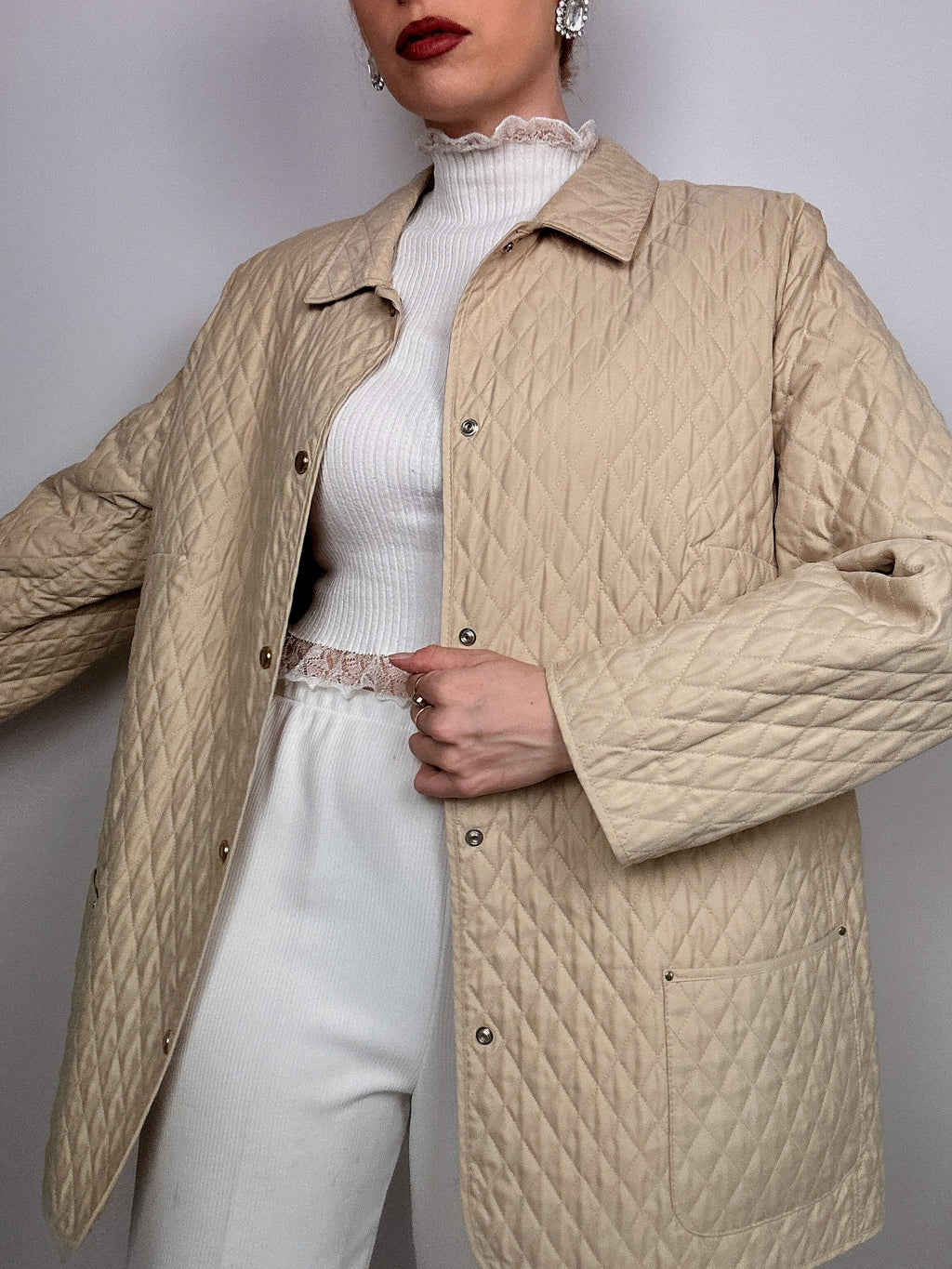 Beige Steppjacke L