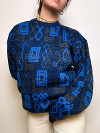 Blue vintage wool sweater L 