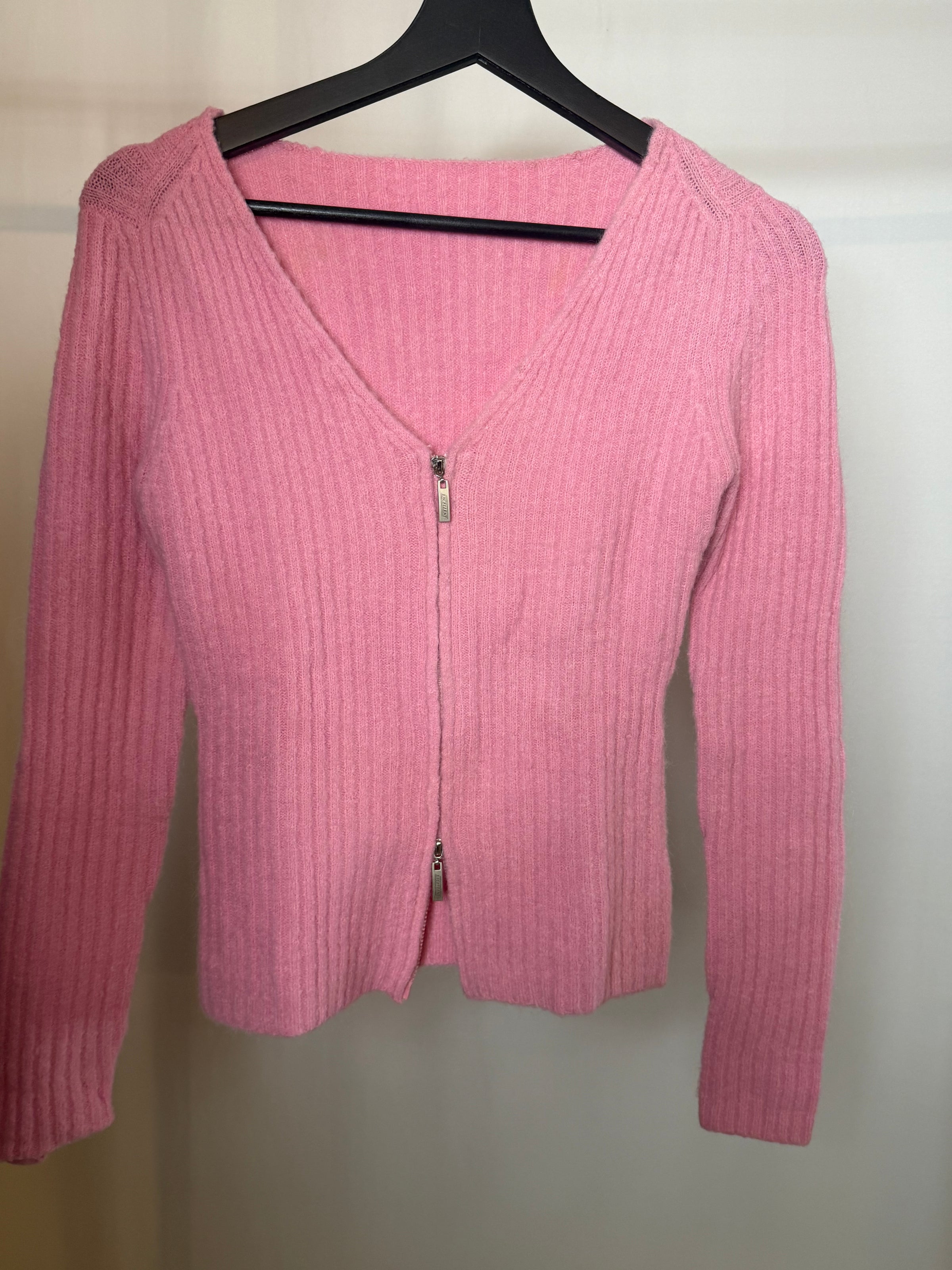 Cardigan à zip rose S live