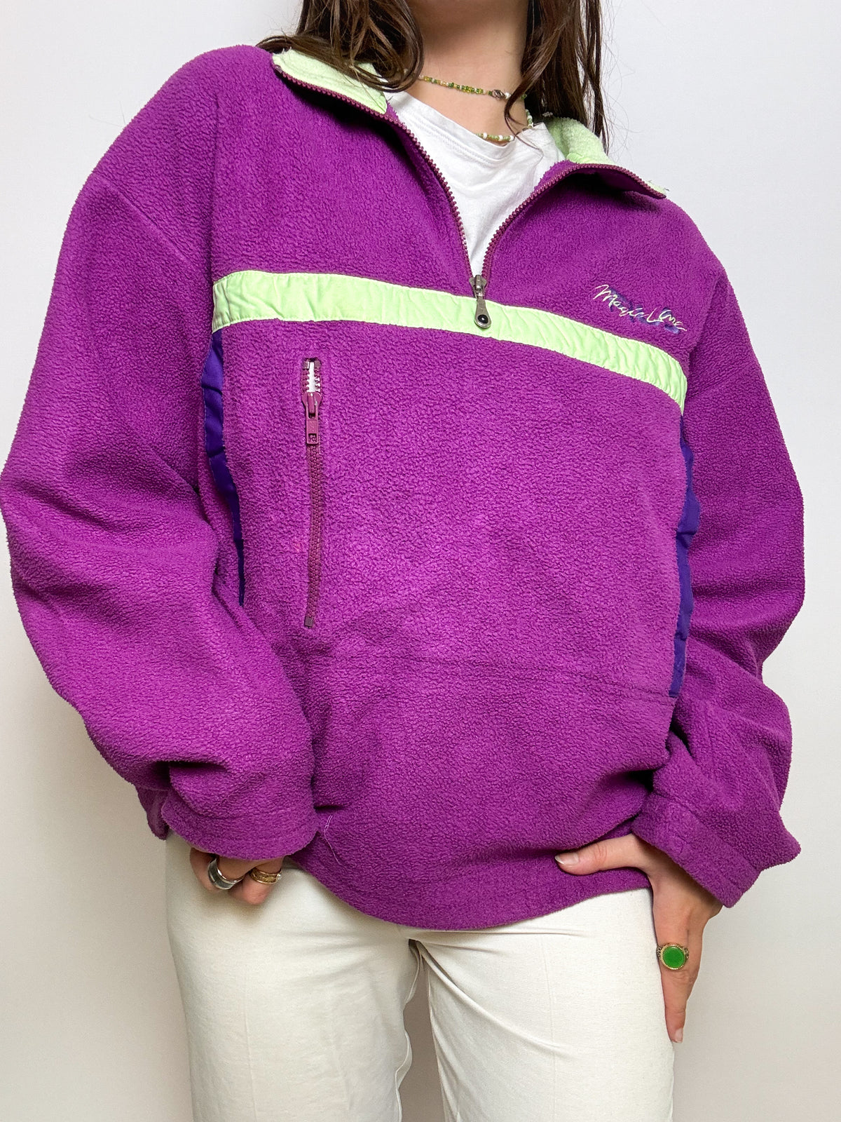 Vintage purple/pink fleece sweater L/XL 
