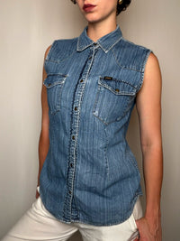Chemise sans manche en jean bleu Lee L vintage