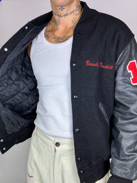 Vintage black leather bomber jacket