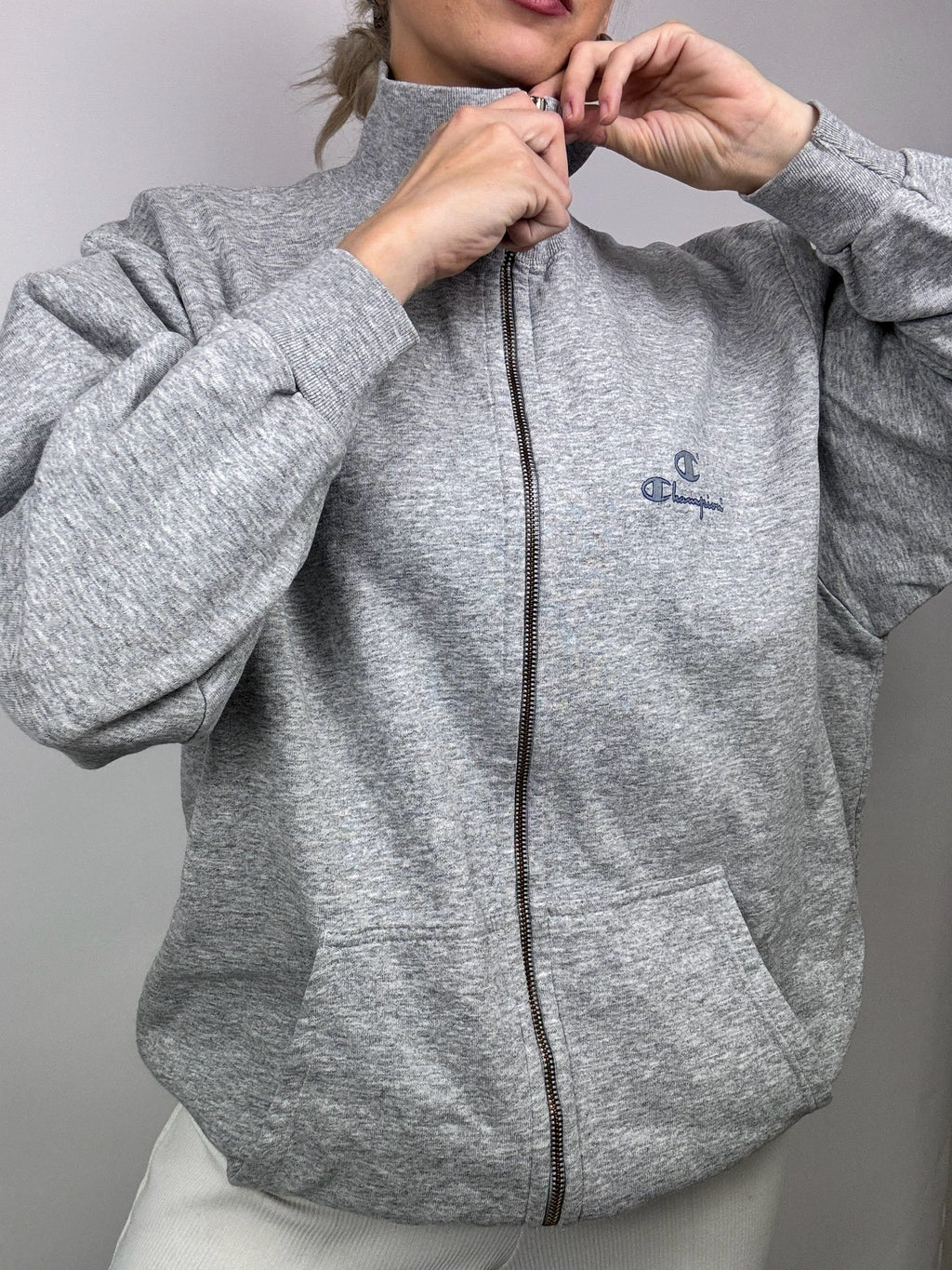 Graue Reißverschlussjacke von Champion