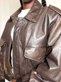 Veste en cuir brune M/L vintage