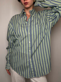 Chemise Rayures Bleu/vert/blanc Lacoste L vintage