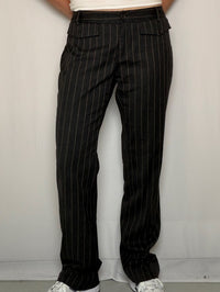Pantalon brun rayé Benetton M vintage