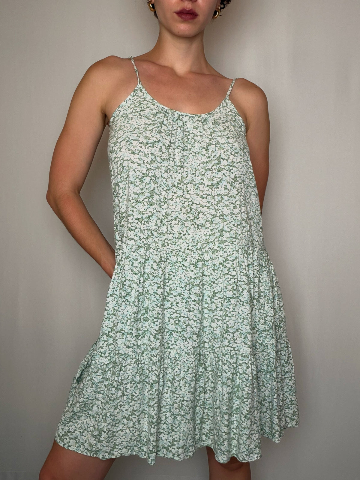 Robe verte à fleurs S vintage