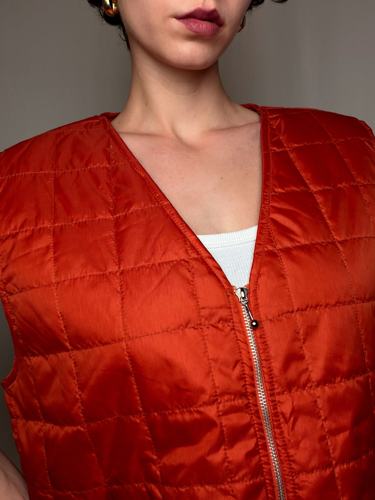 Gilet matelassé orange M vintage