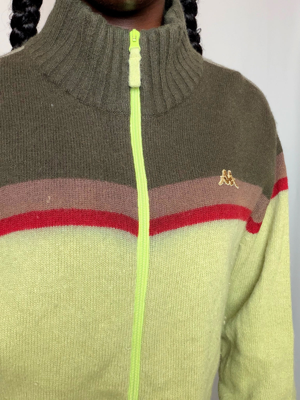 Cardigan à zip vert Kappa L vintage
