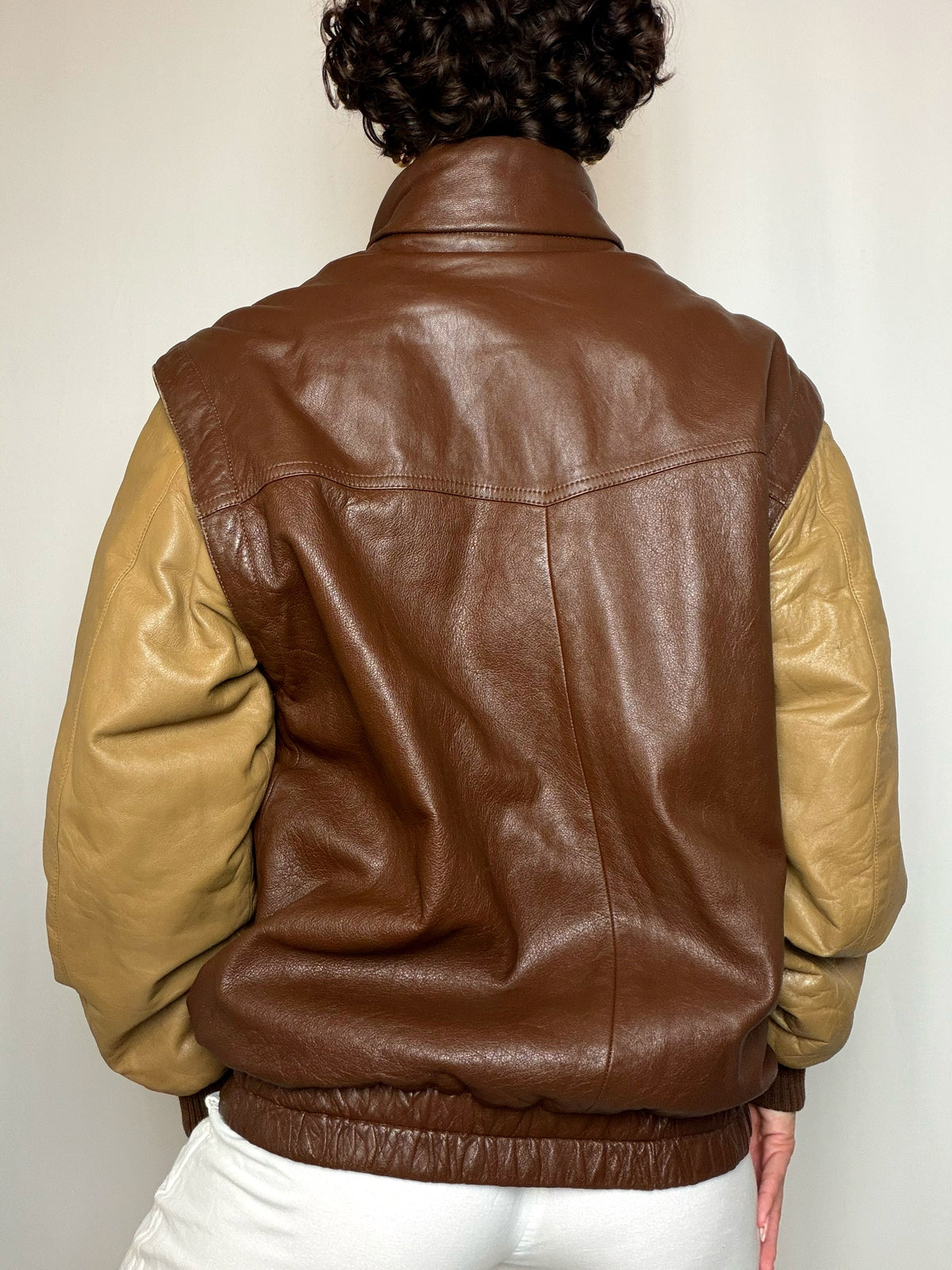 Veste en cuir bicolore M/L vintage