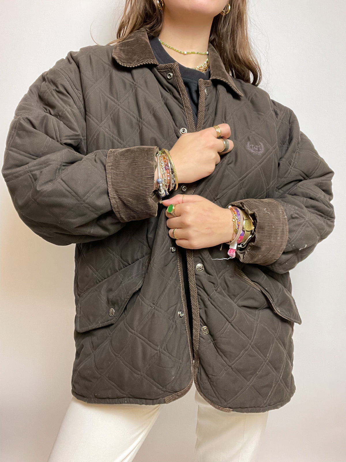 Veste matelassée longue brune vintage M/L
