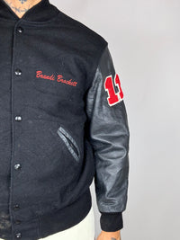 Vintage black leather bomber jacket