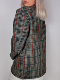 Vintage grey-blue plaid blazer jacket