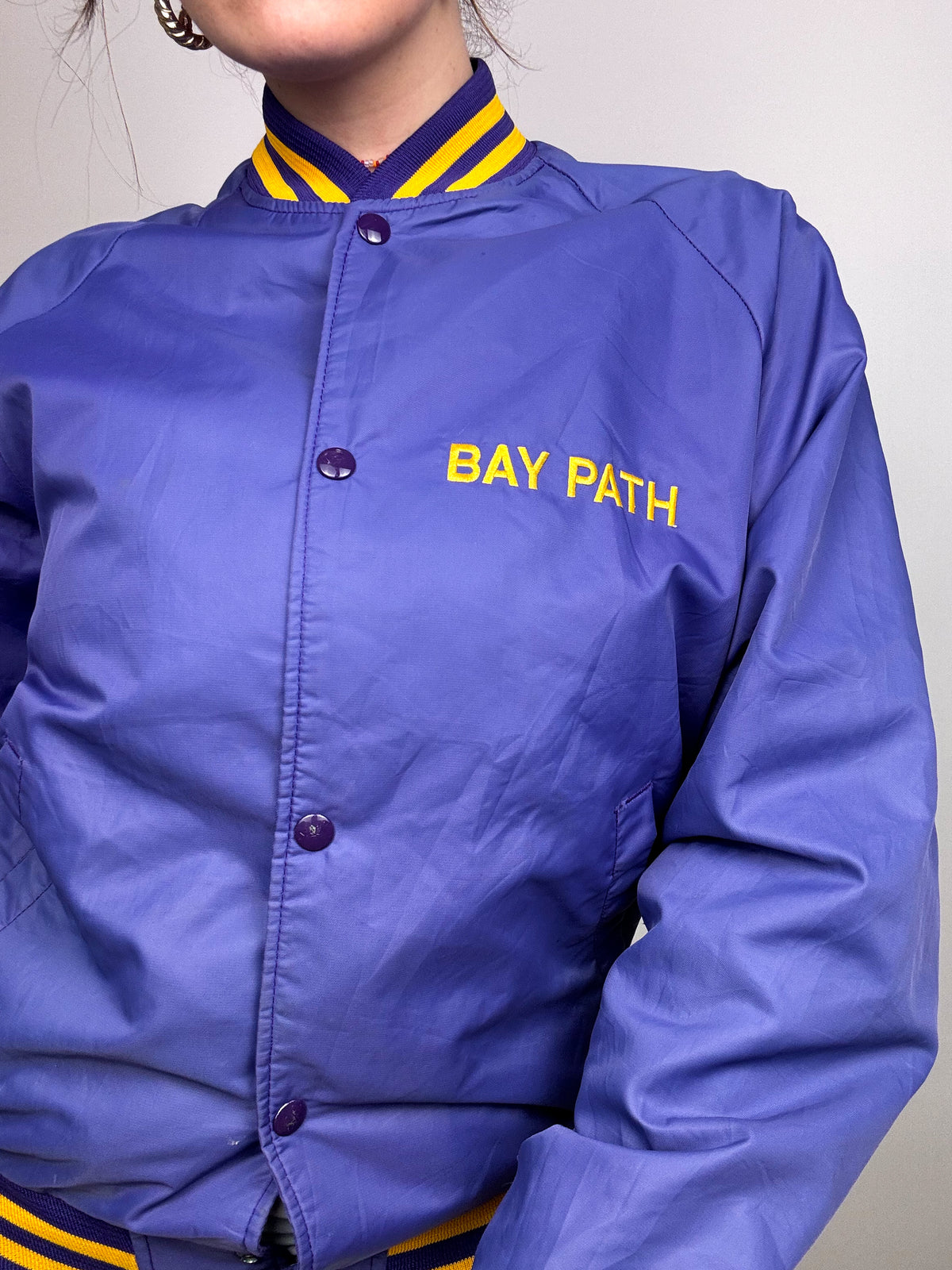 Veste Bomber américain satiné violet et jaune S/M