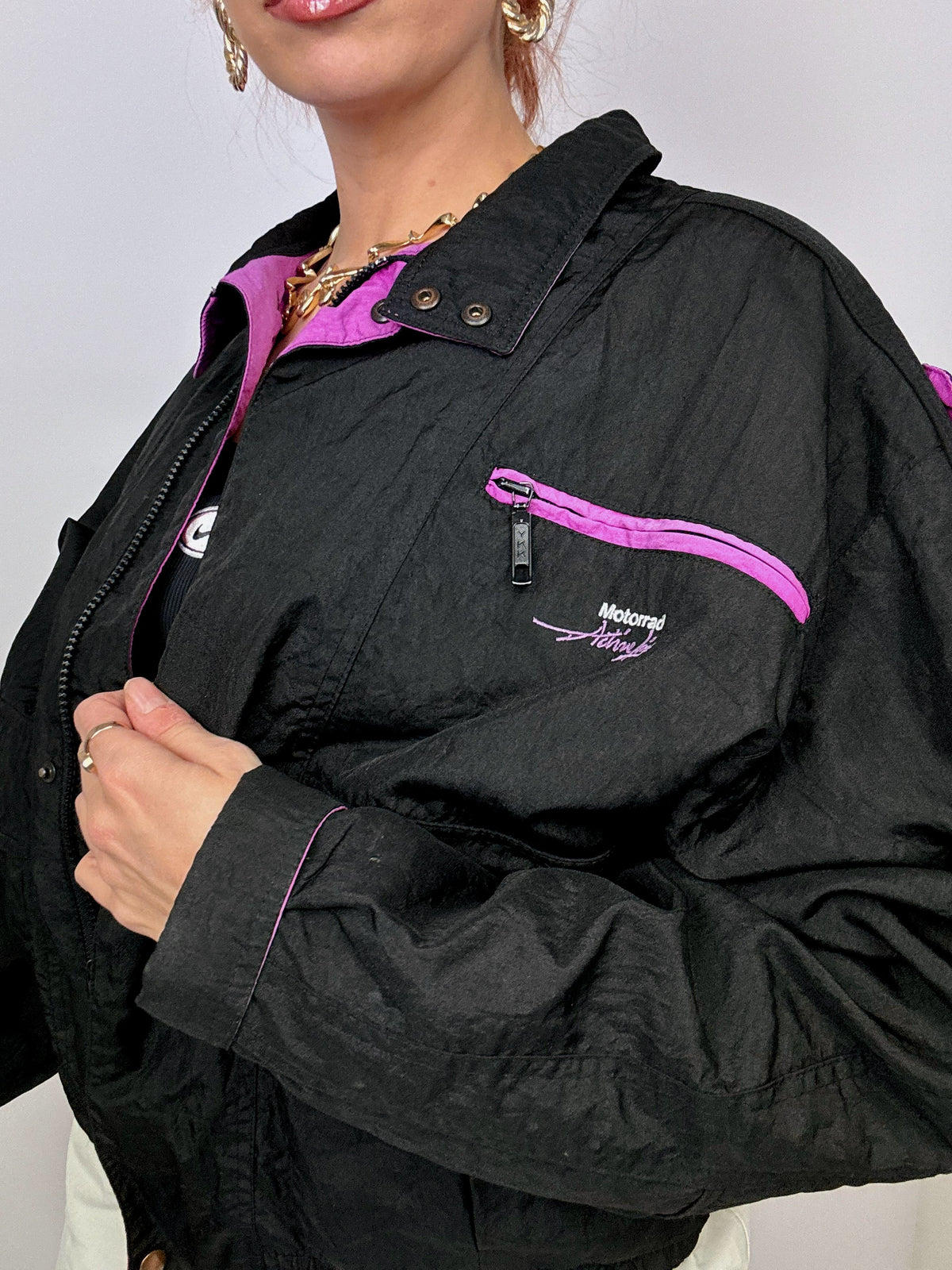 BMW Nylon Jacket Black/Purple Vintage L