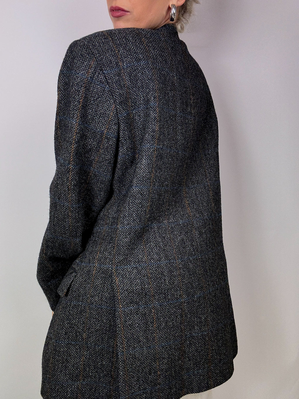 Vintage gray plaid blazer