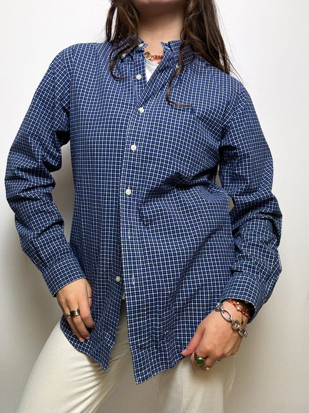 Chemise vintage à carreaux bleu et blanc Ralph Lauren M/L
