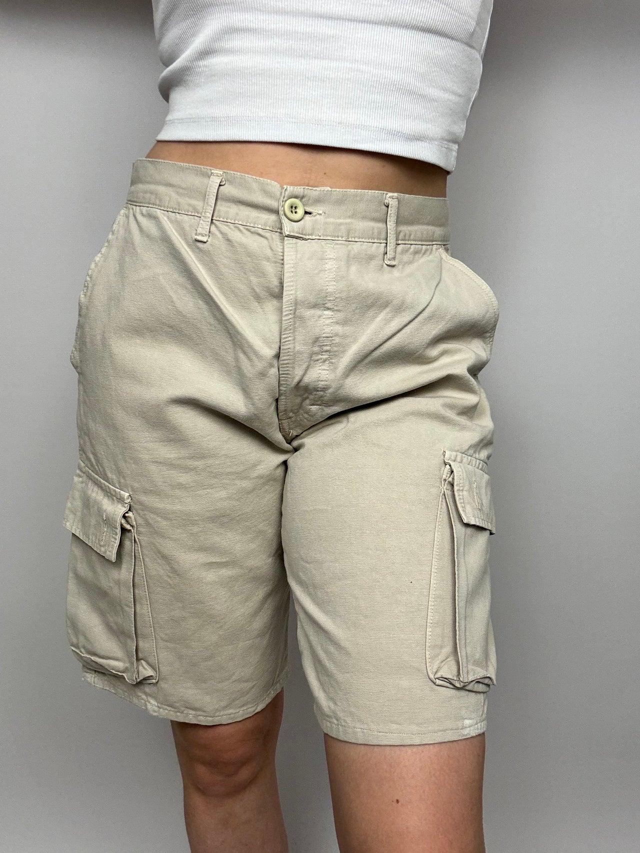 Beige Vintage-Cargo-Shorts