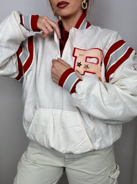 Red/white American bomber jacket Vintage XL