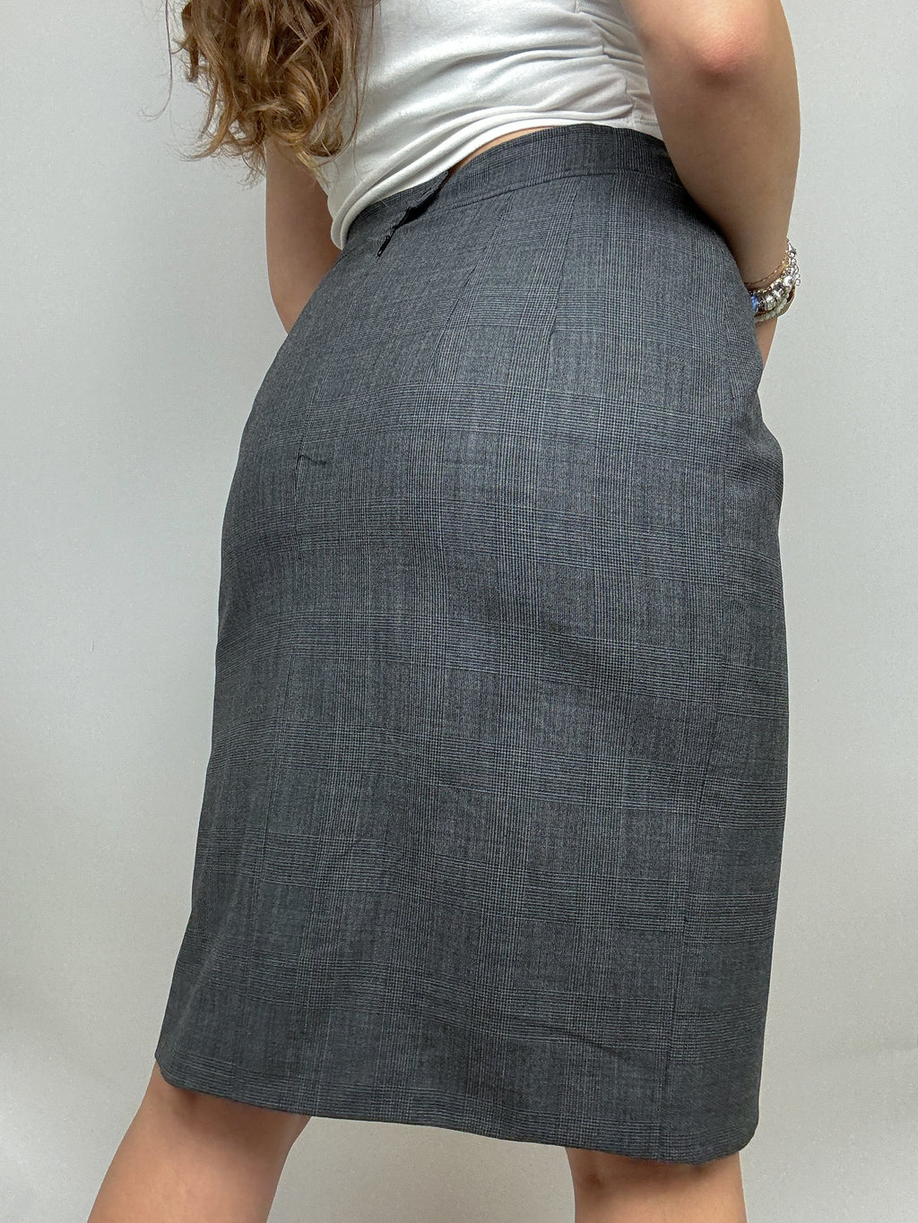 Jupe midi avec fente sur le côté vintage grise M/L