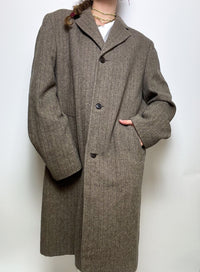 Vintage taupefarbener Wollmantel L/XL 
