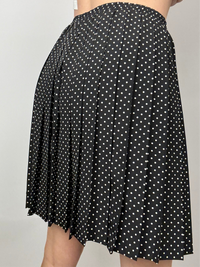 Jupe plissé à petits pois noire et blanche vintage