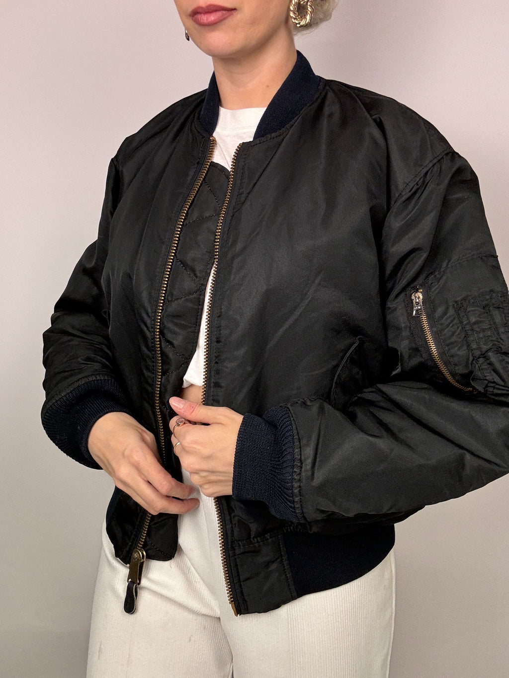 Vintage reversible black and orange bomber jacket