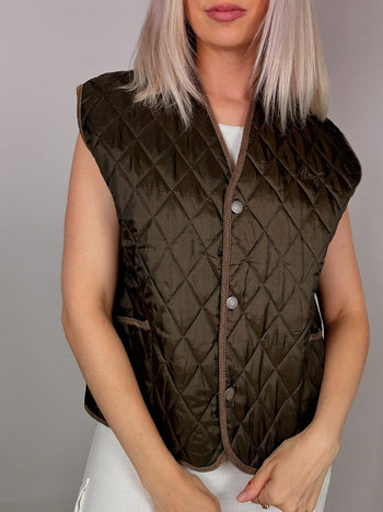 Vintage quilted vest Khaki