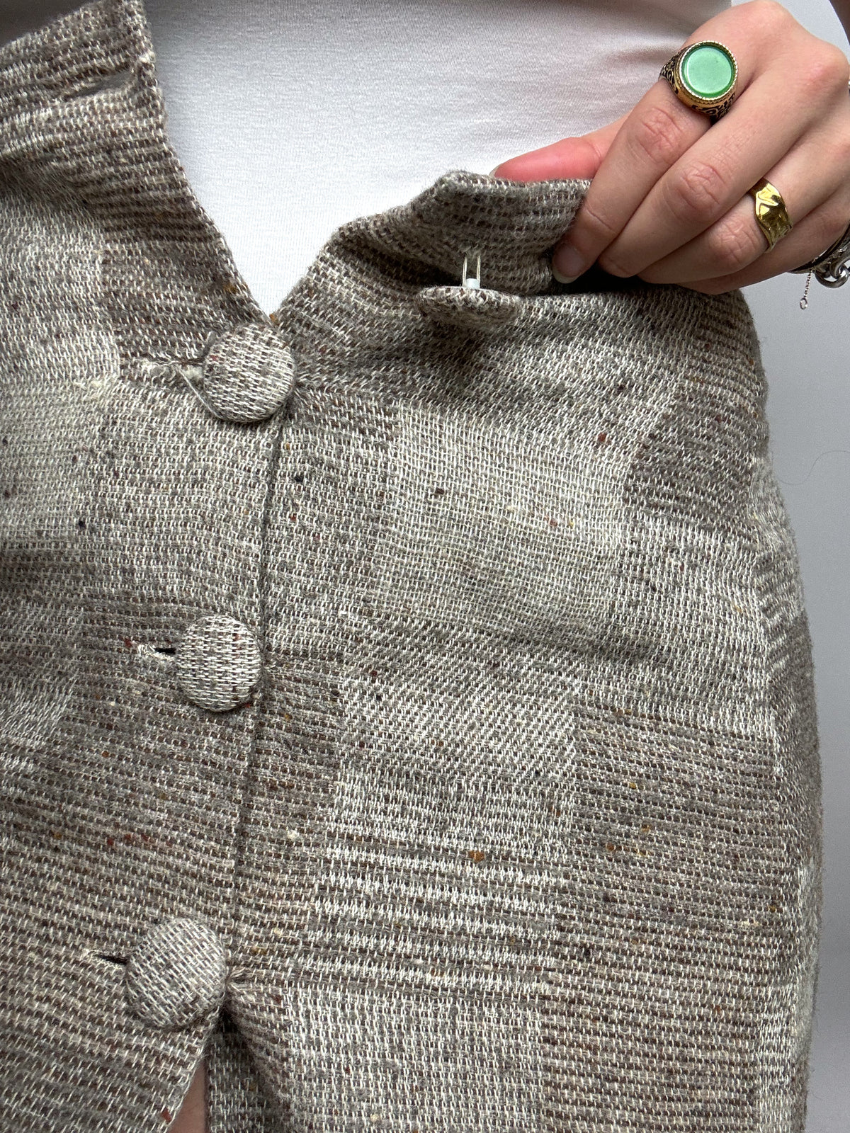 Jupe mini vintage à carreaux beige S/M