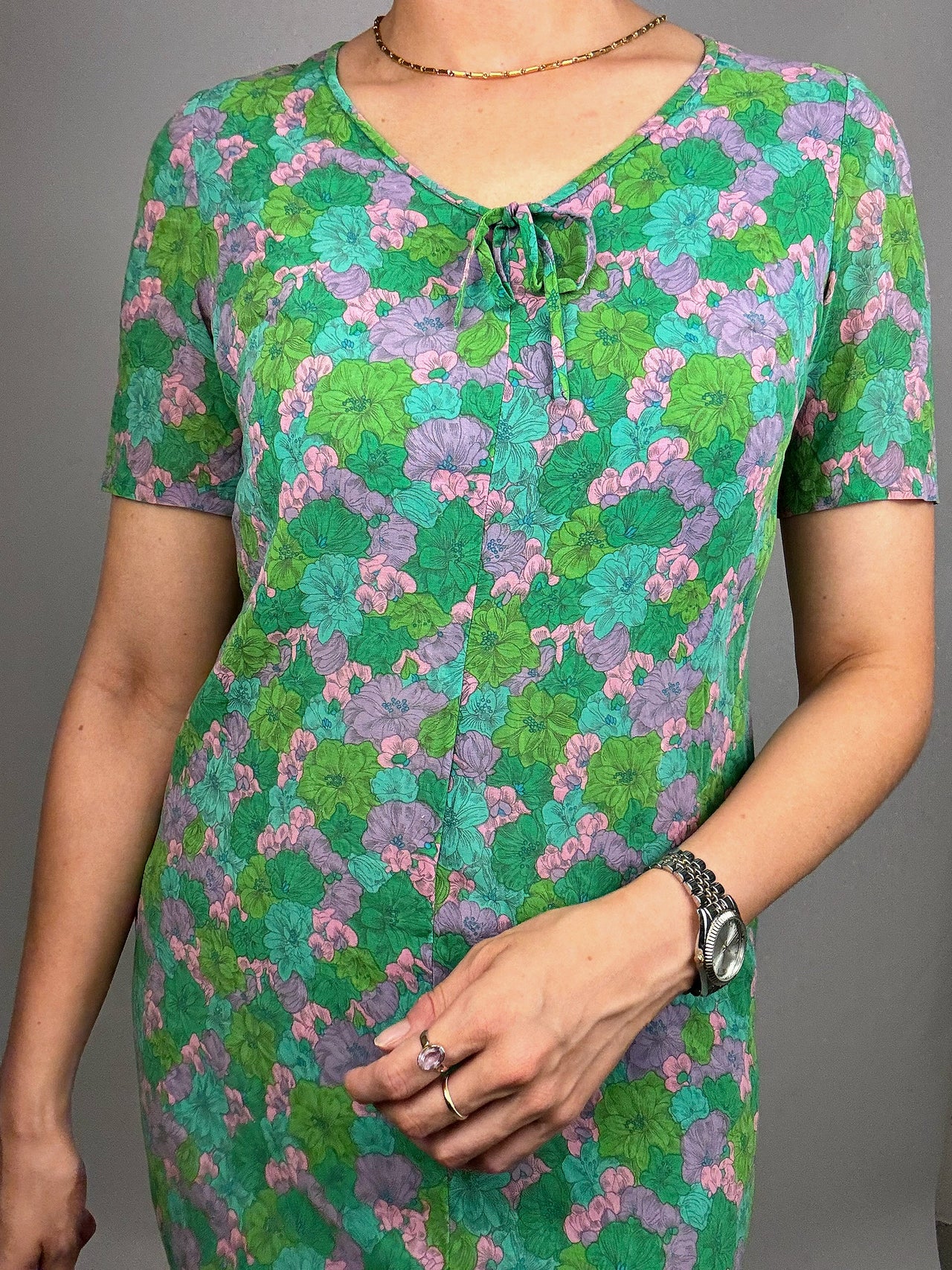 Robe Midi Verte à fleurs