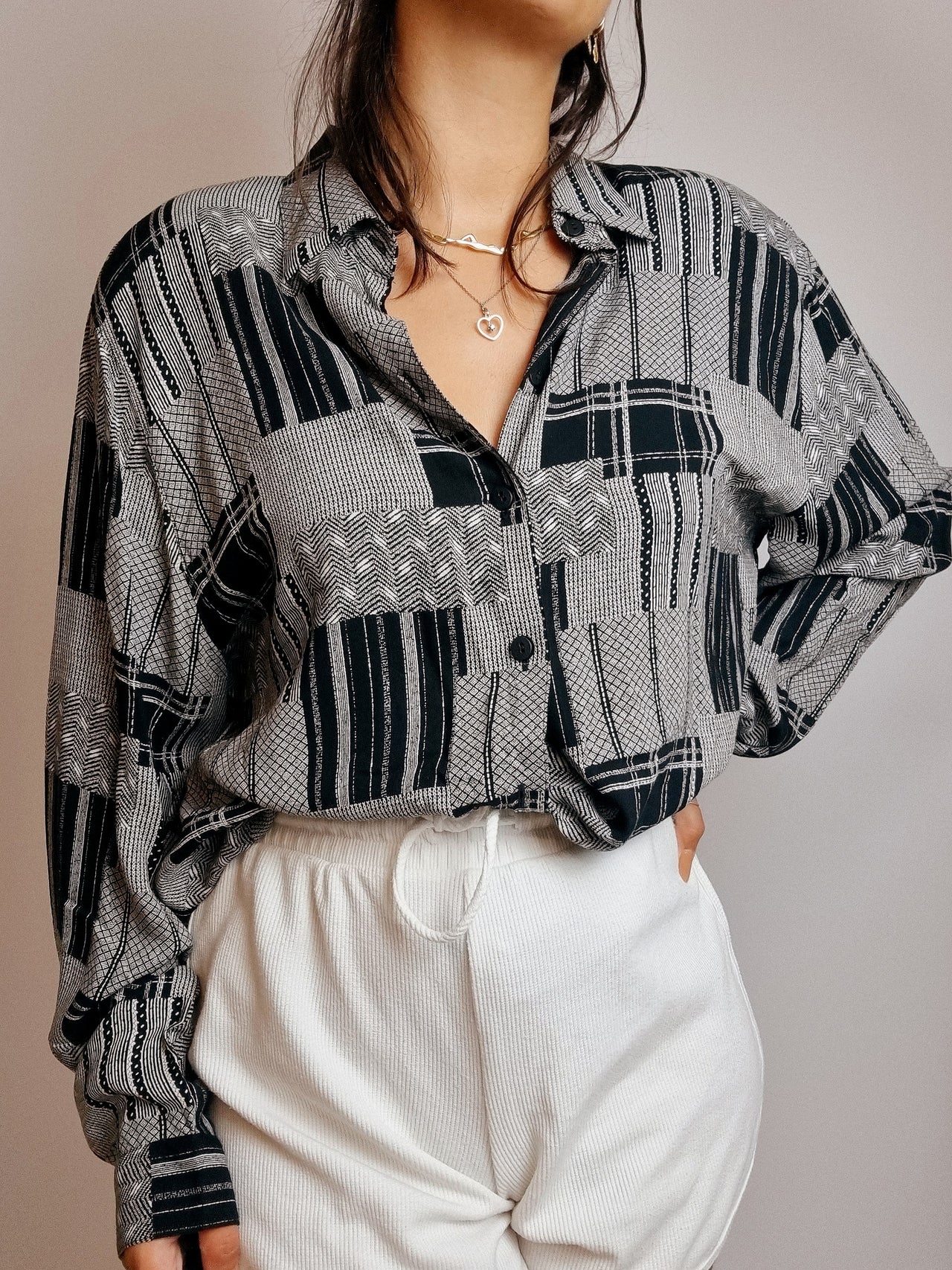 Vintage black and white patterned shirt 