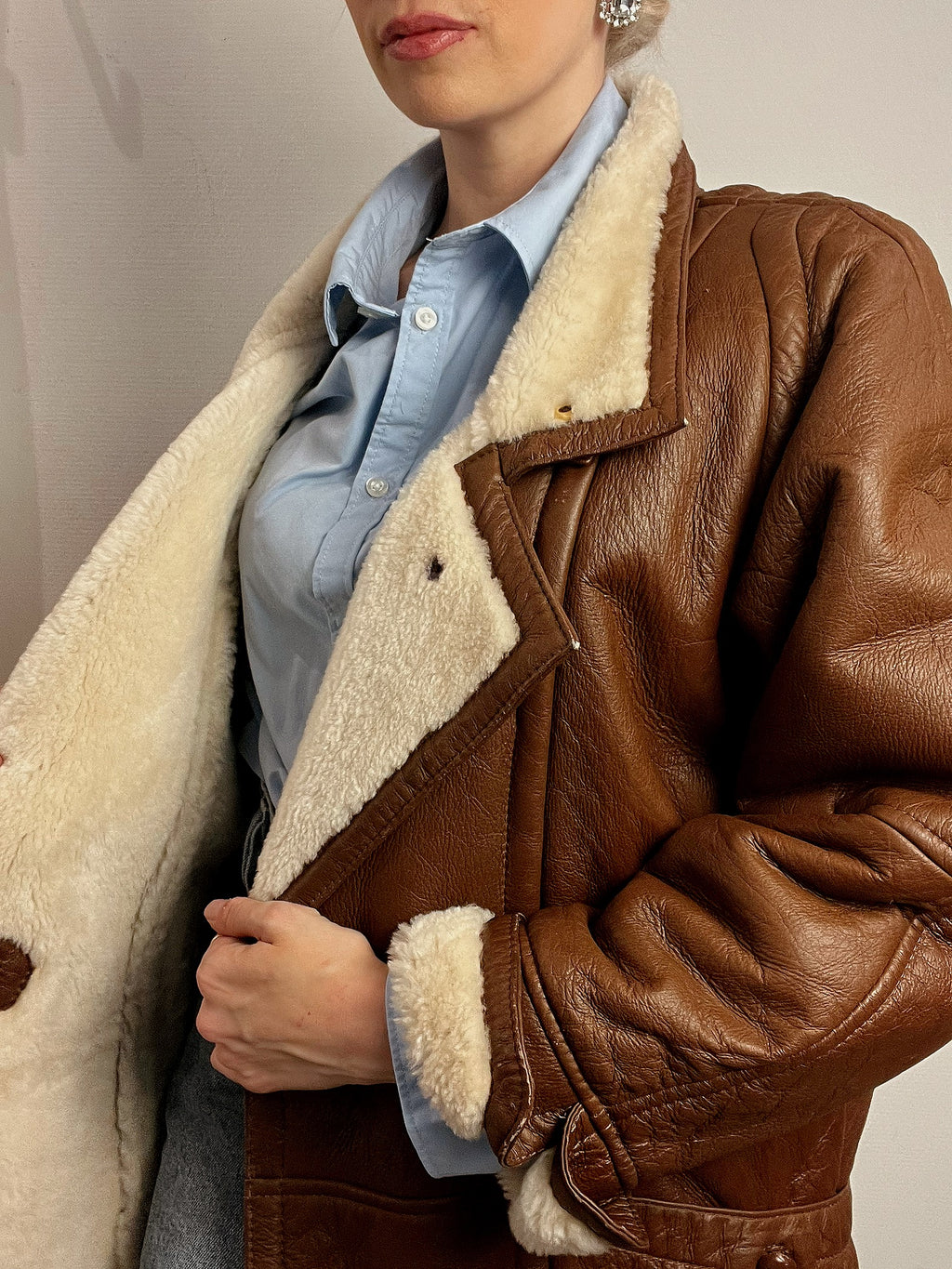 Vintage brauner Lammfellmantel L/XL 