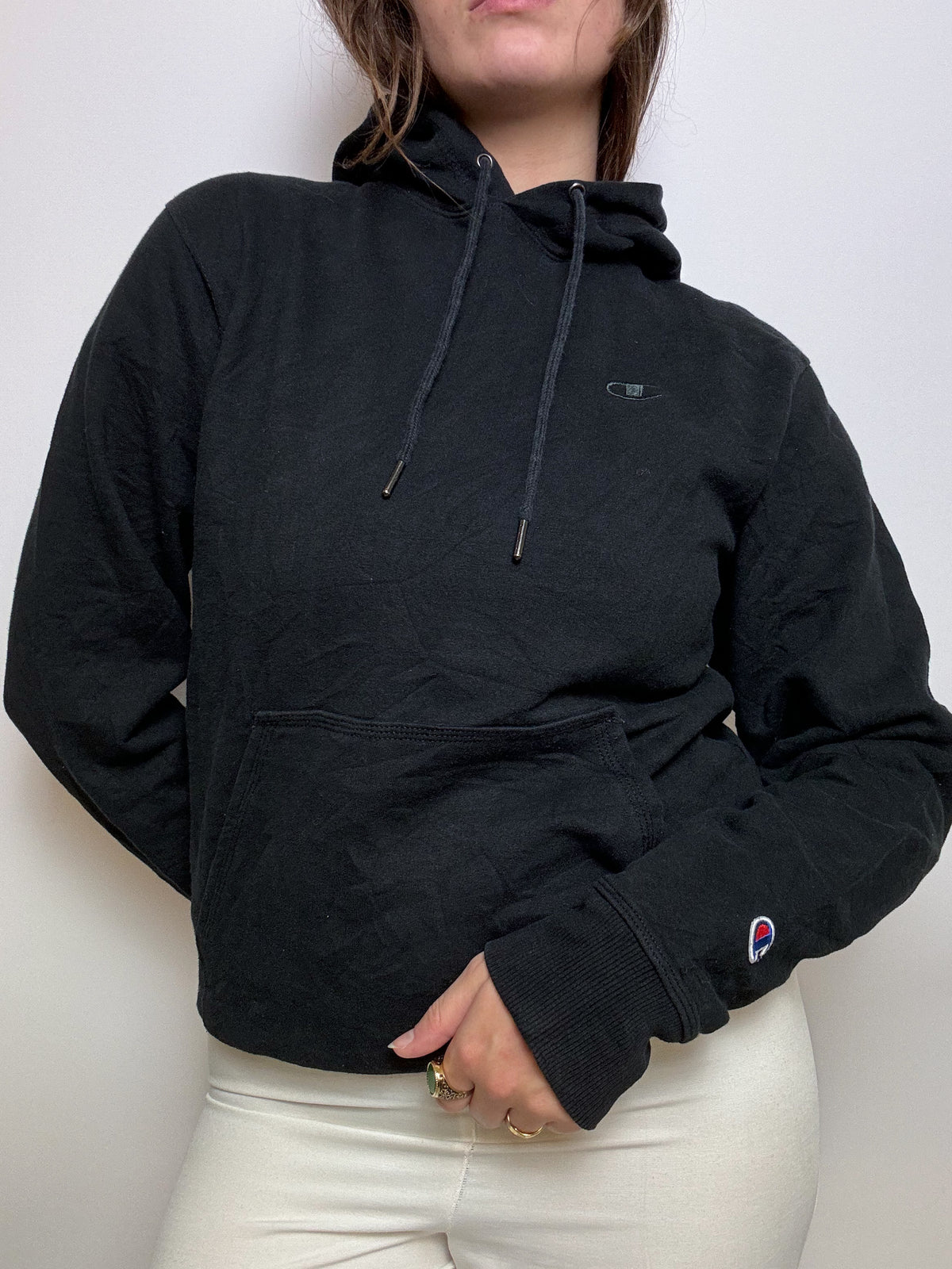 Black Champion Vintage Hooded Sweater S/M 