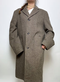 Vintage taupefarbener Wollmantel L/XL 
