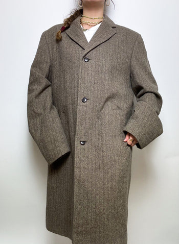 Manteau en laine taupe vintage L/XL