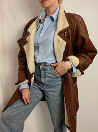 Vintage brauner Lammfellmantel L/XL 