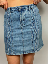 Vintage-Jeans-Minirock mit Muster