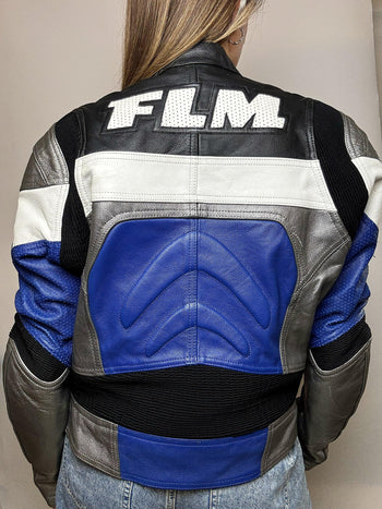 Veste en cuir racing vintage taille M/L