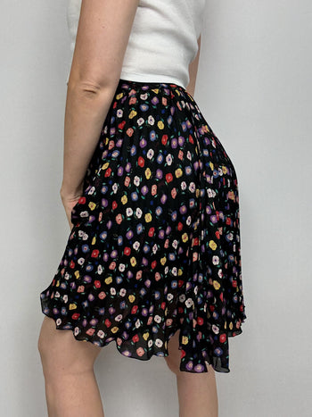 Vintage black and purple floral skirt 