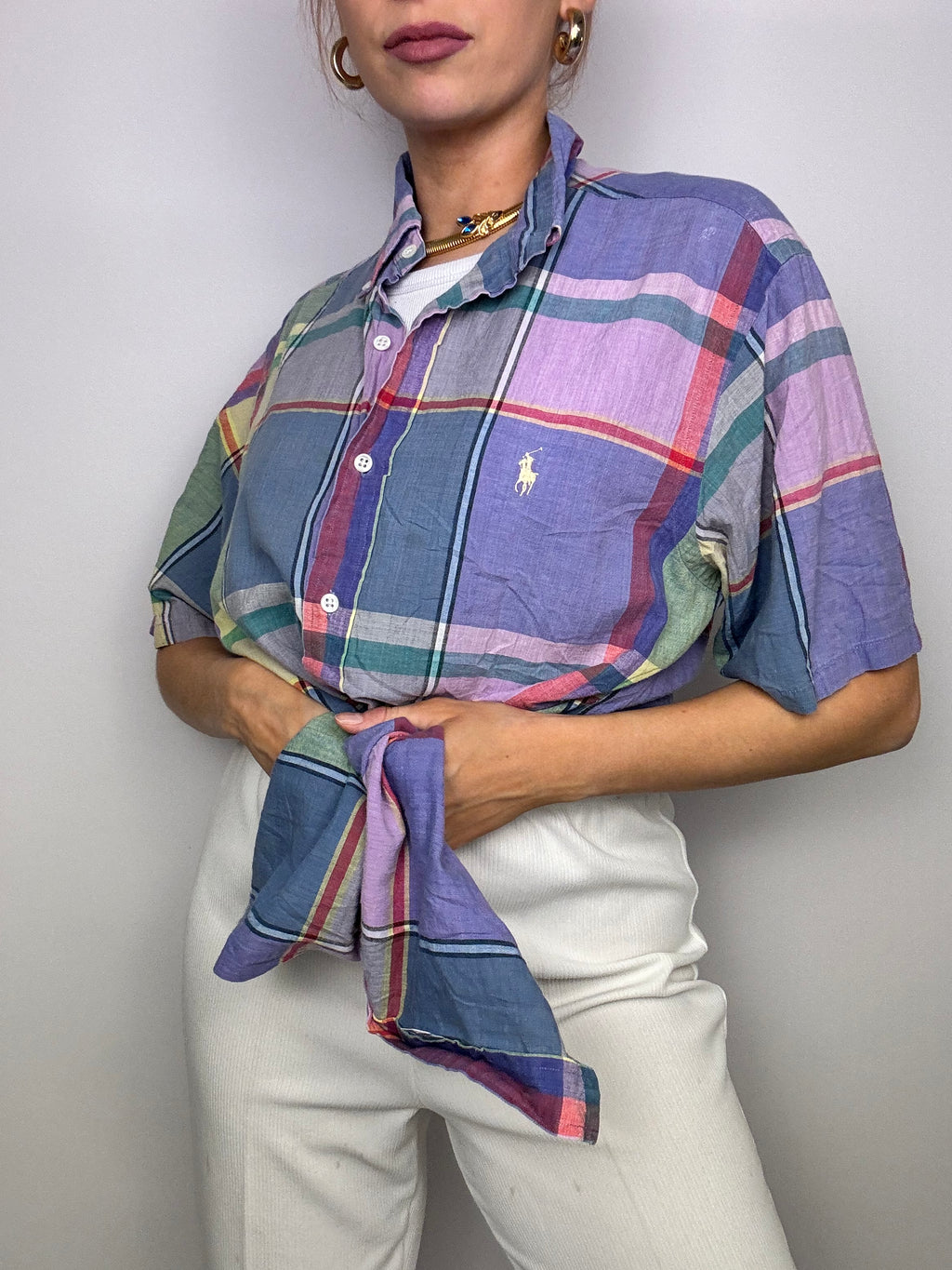 Chemise vintage RFL violette à carreaux