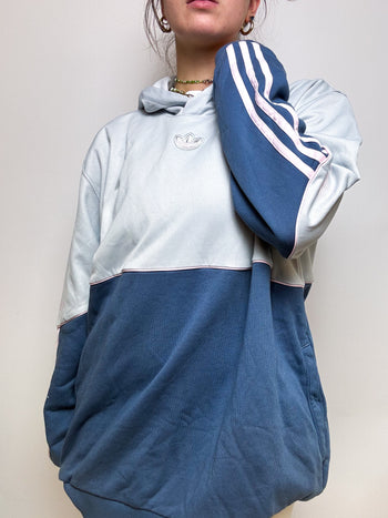 Adidas vintage blue hooded sweater L 