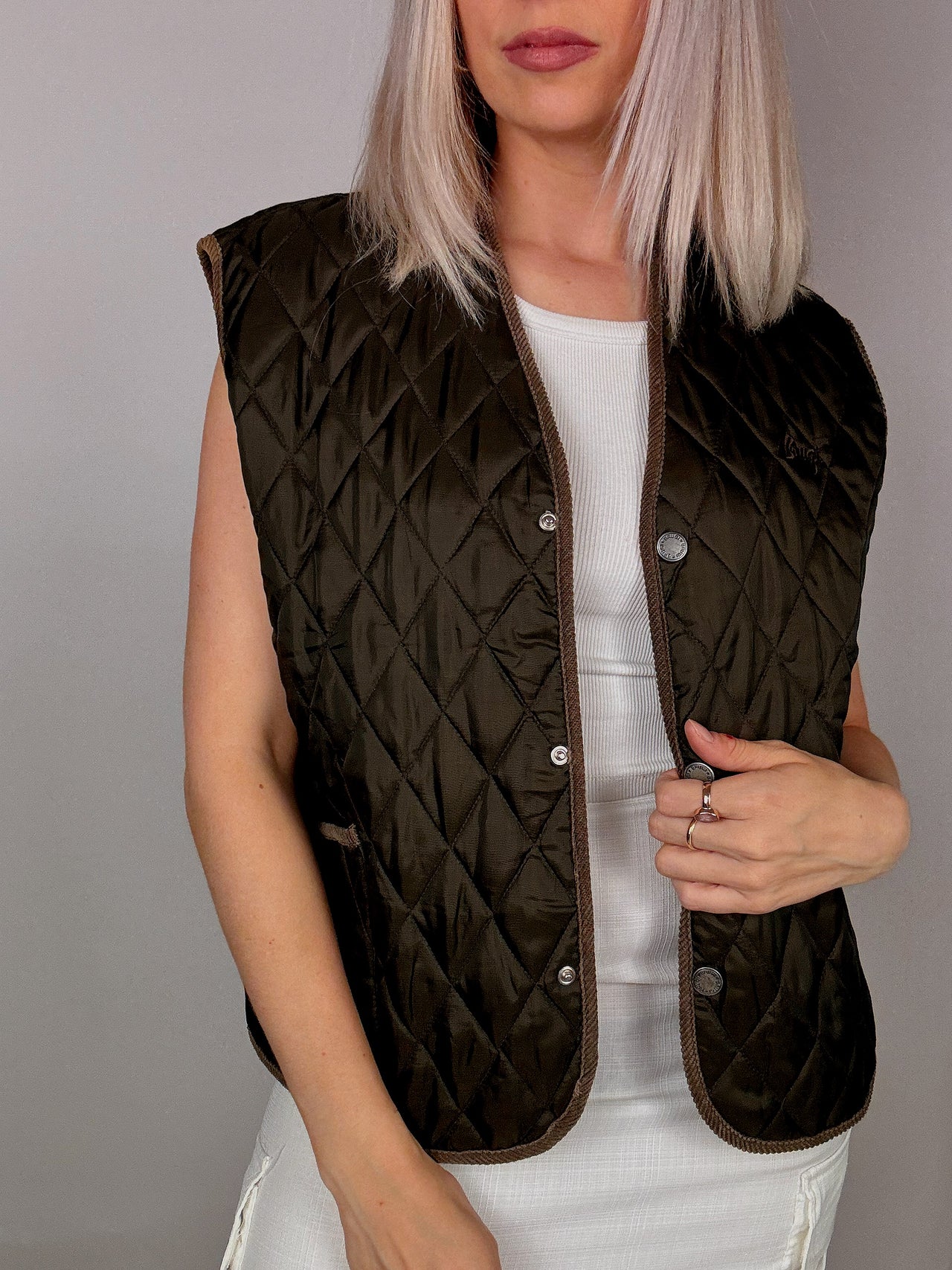 Vintage quilted vest Khaki