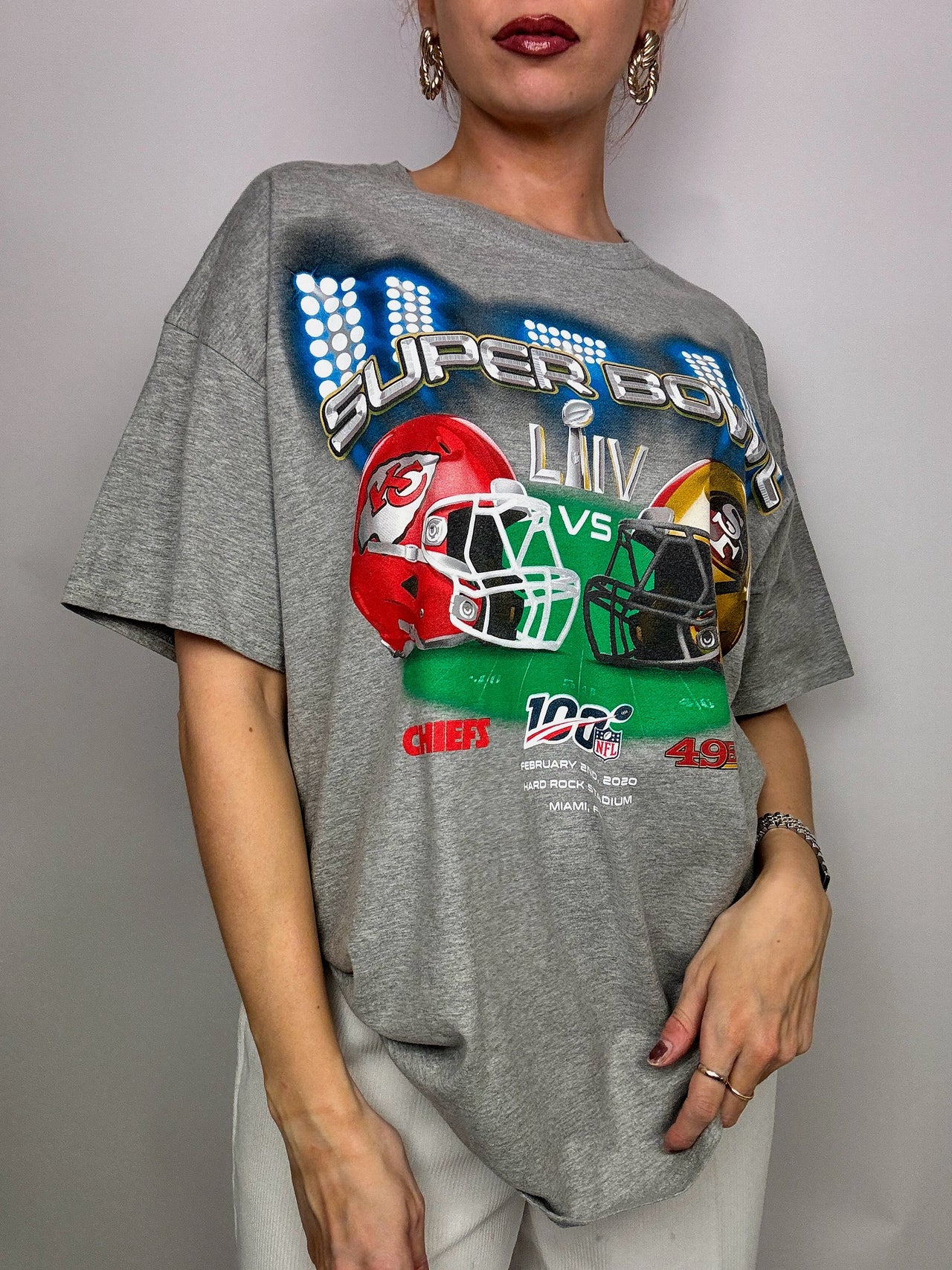 T-shirt vintage super bowl gris