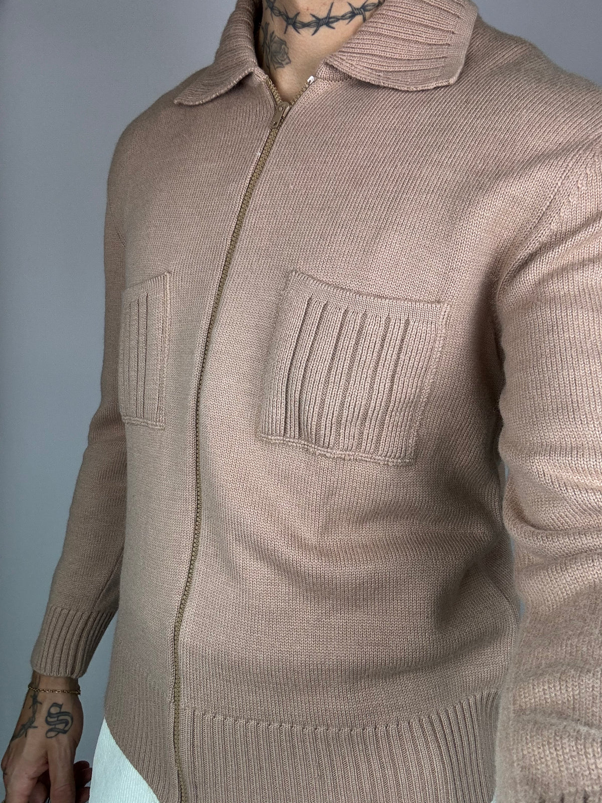 Beige vintage knit cardigan