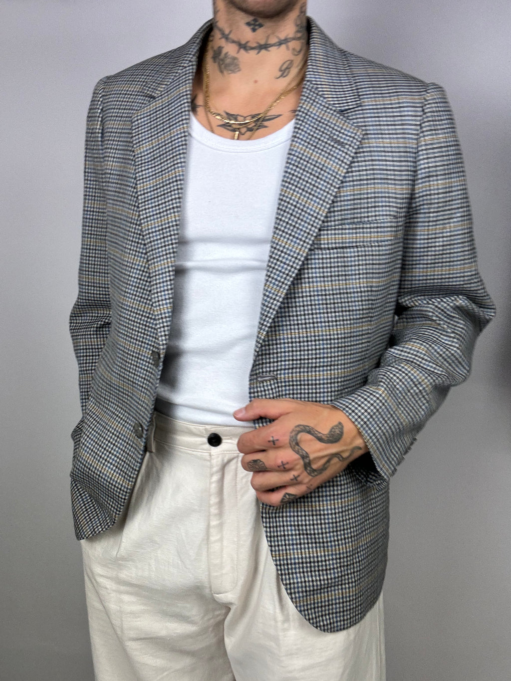 Vintage charcoal plaid blazer