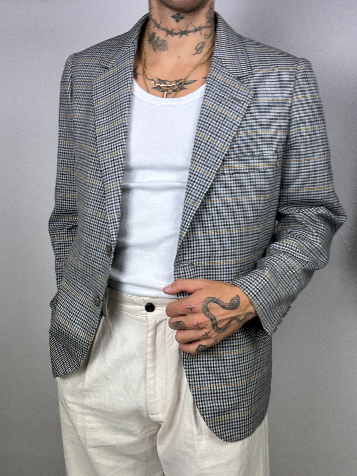 Vintage charcoal plaid blazer