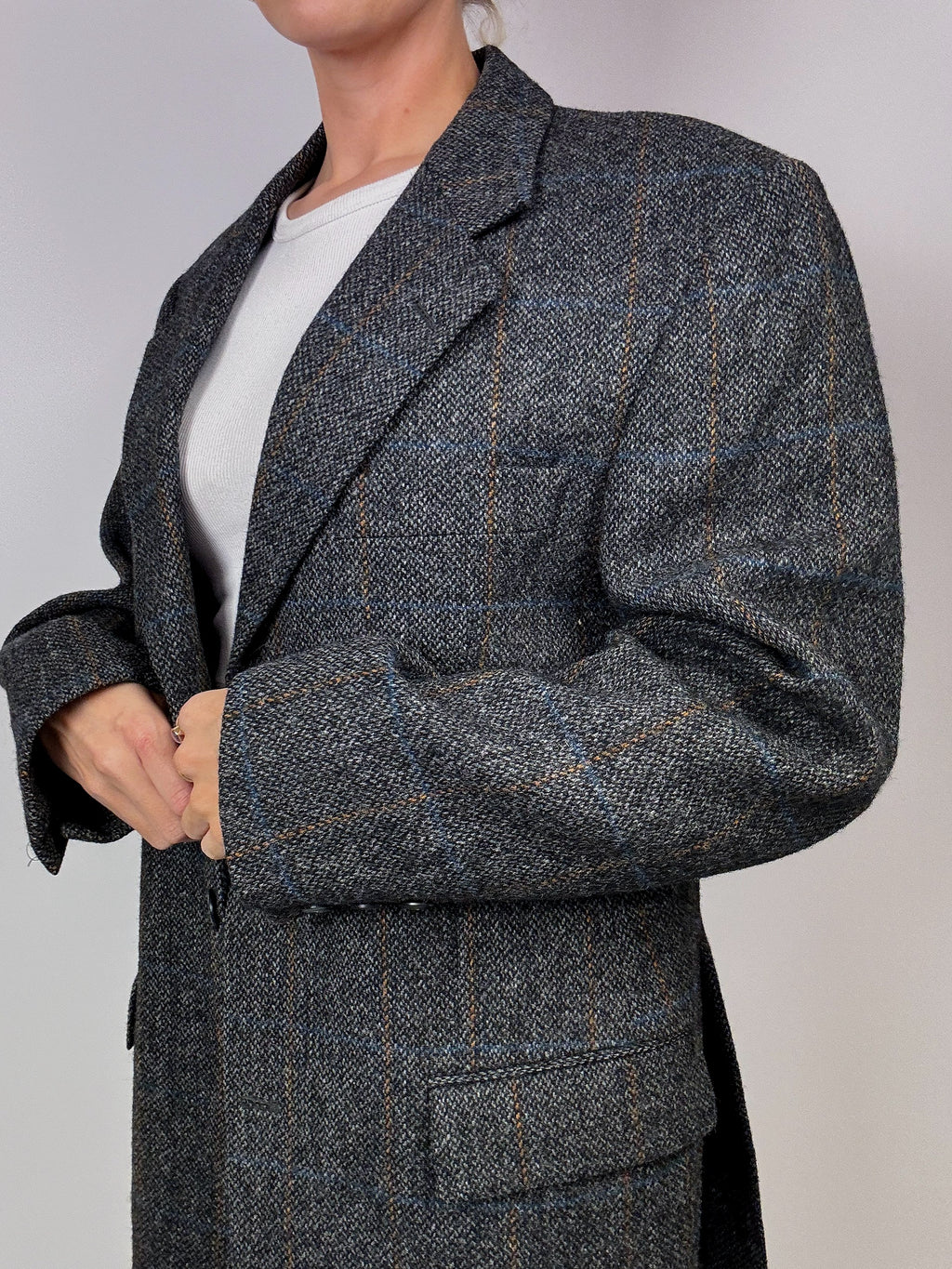 Vintage gray plaid blazer
